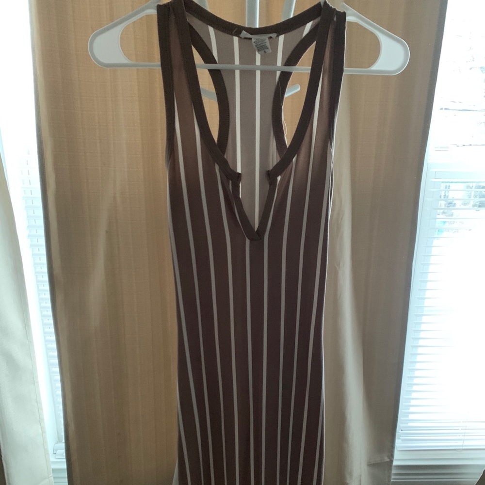 Bodycon midi mauve and white striped dress